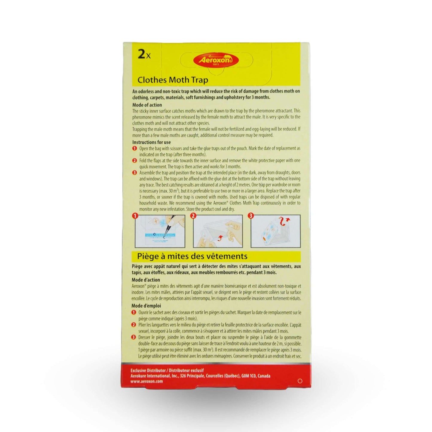 AEROXON Piège à Mites Vêtements & Garde-Robe | Non-Toxique (2 Pièges) | L'exterminateur en ligne