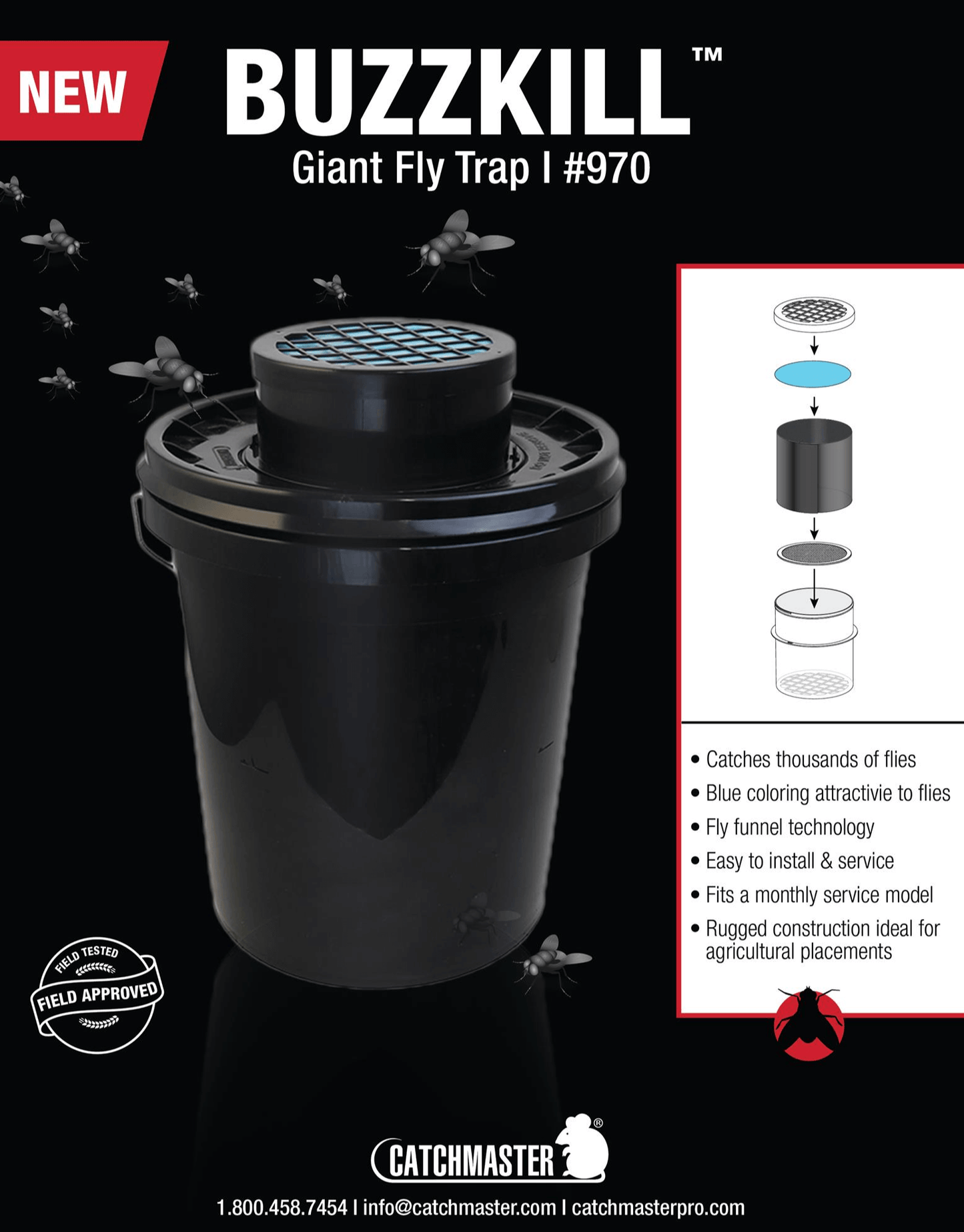 Catchmaster, Piège à Mouches Géant Buzzkill avec 1 Piège et 2 Attractifs | L'exterminateur en ligne
