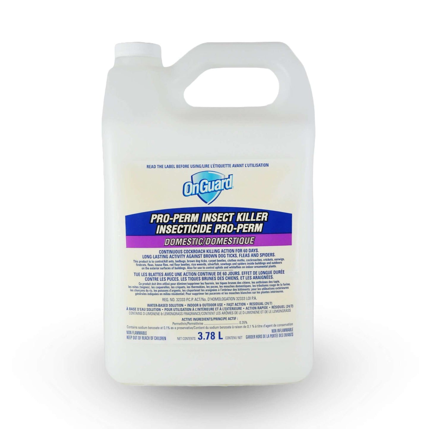 ONGUARD, Pro-perm Domestique Destructeur d'Insectes 3.78 L | L'exterminateur en ligne