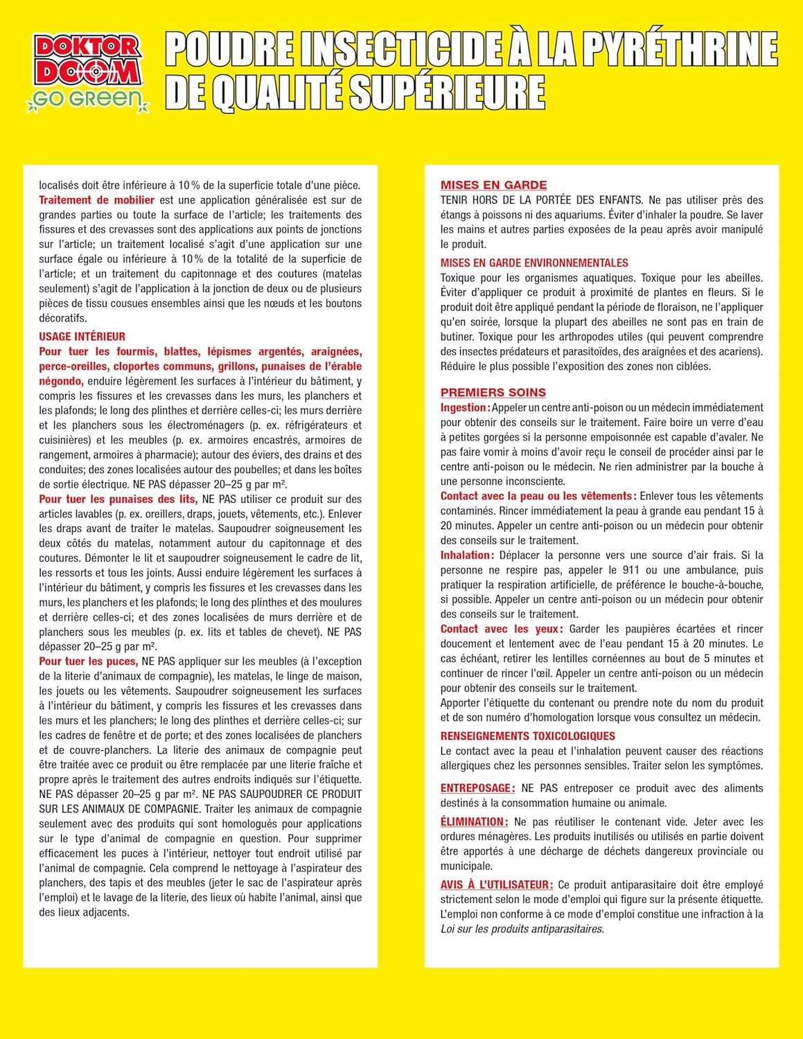 DOKTOR DOOM GO GREEN, Pyrethrin Powder 350 grams.