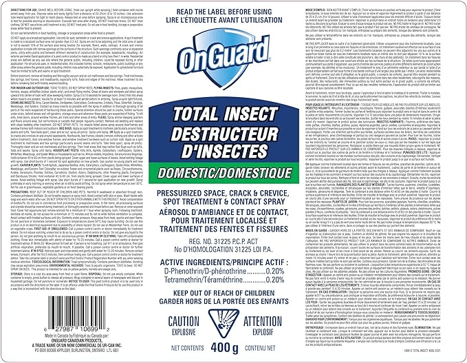 ONGUARD, Pulvérisateur Total Insectes 400G | L'exterminateur en ligne
