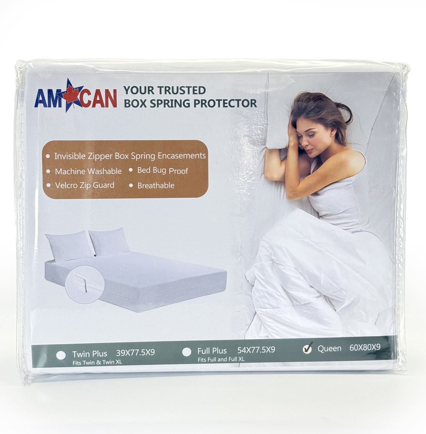 Stretch Knit Box Spring Cover with Zipper - 9 inches