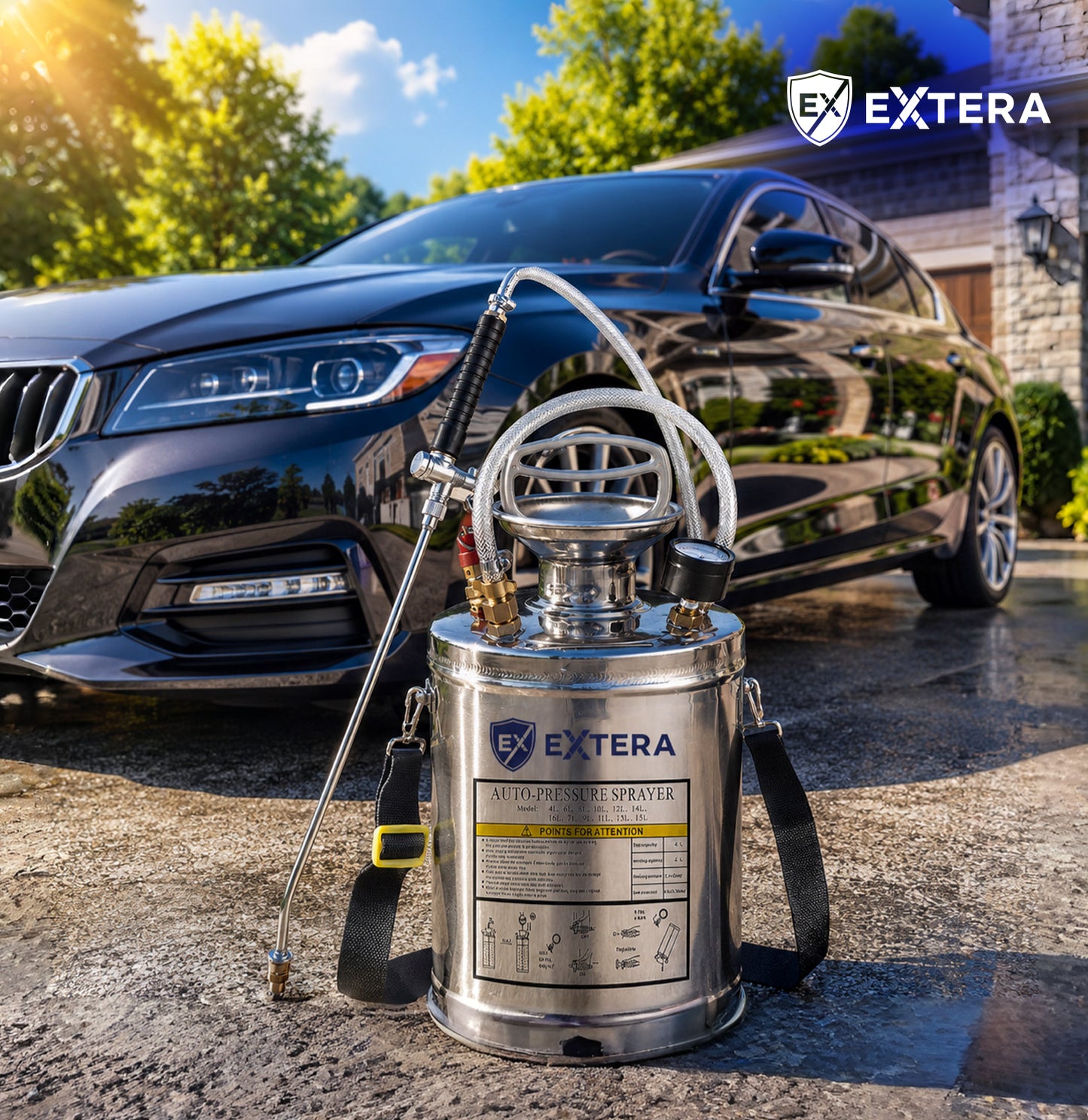 EXTERA Stainless Steel Pressure Sprayer | Chemical Resistant