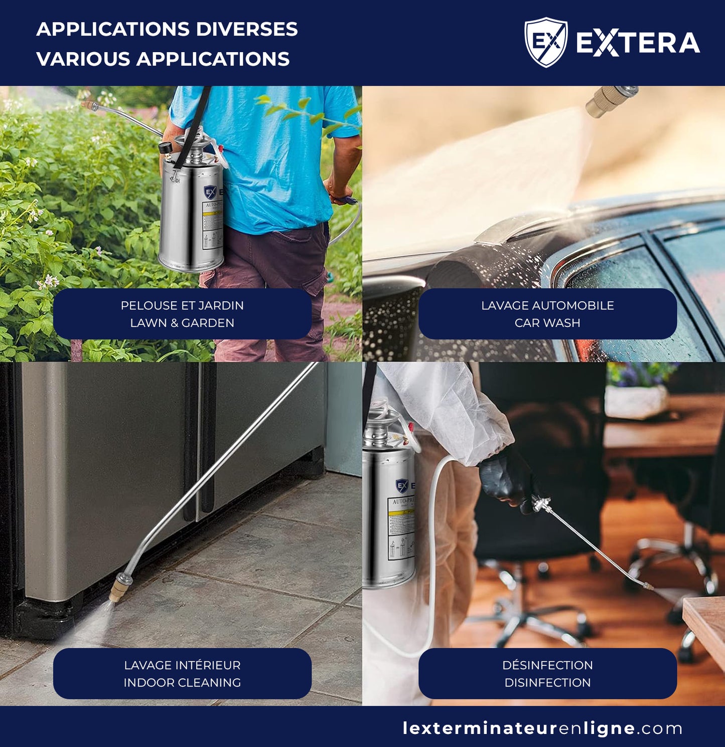 EXTERA Stainless Steel Pressure Sprayer | Chemical Resistant