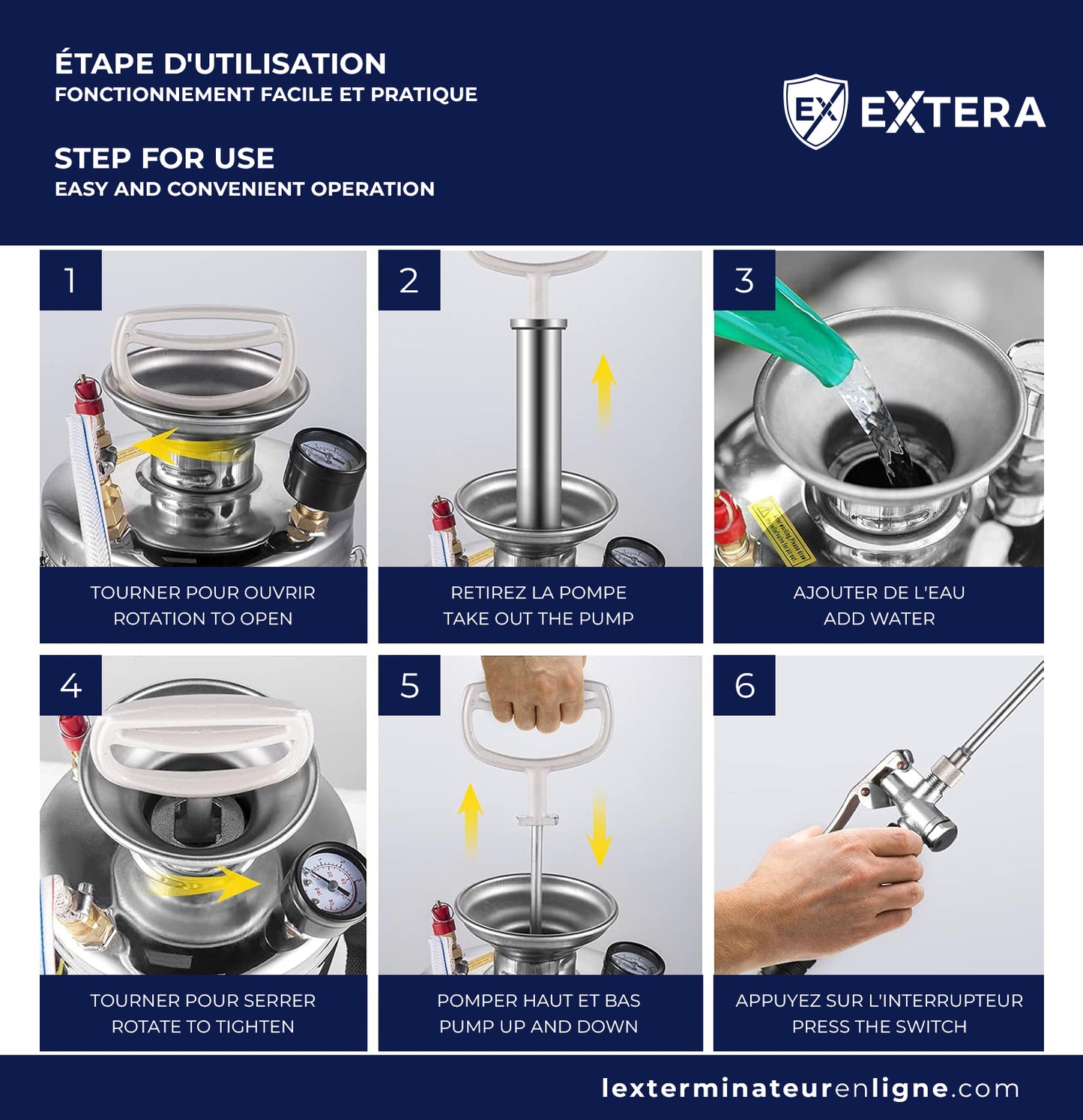 EXTERA Stainless Steel Pressure Sprayer | Chemical Resistant
