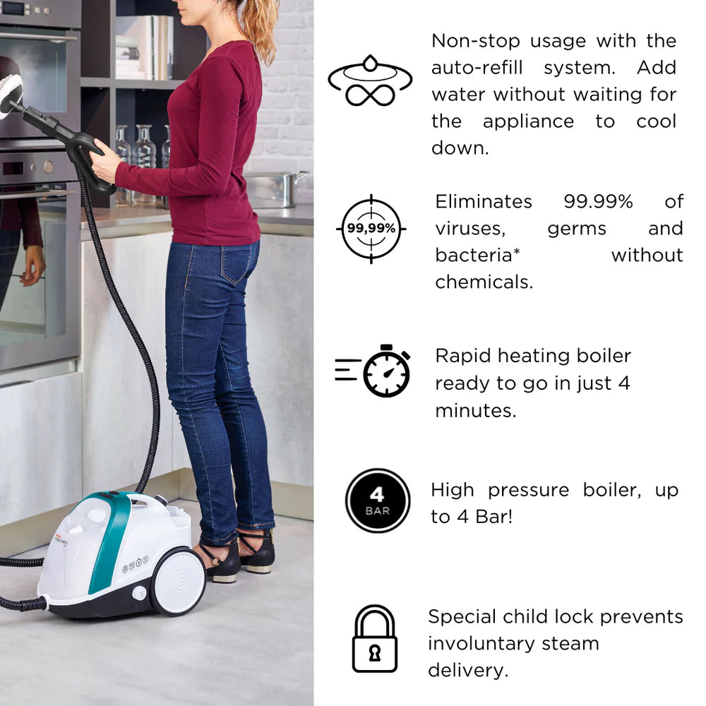Polti Vaporetto Smart 100 – Nettoyeur vapeur haute pression avec 10 accessoires et autonomie illimitée