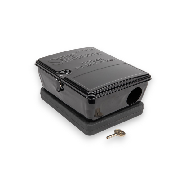 JT Eaton 912-BK Super Strongbox Tamper-Resistant Bait Station - Black Powder-Coated Steel, Paver Included